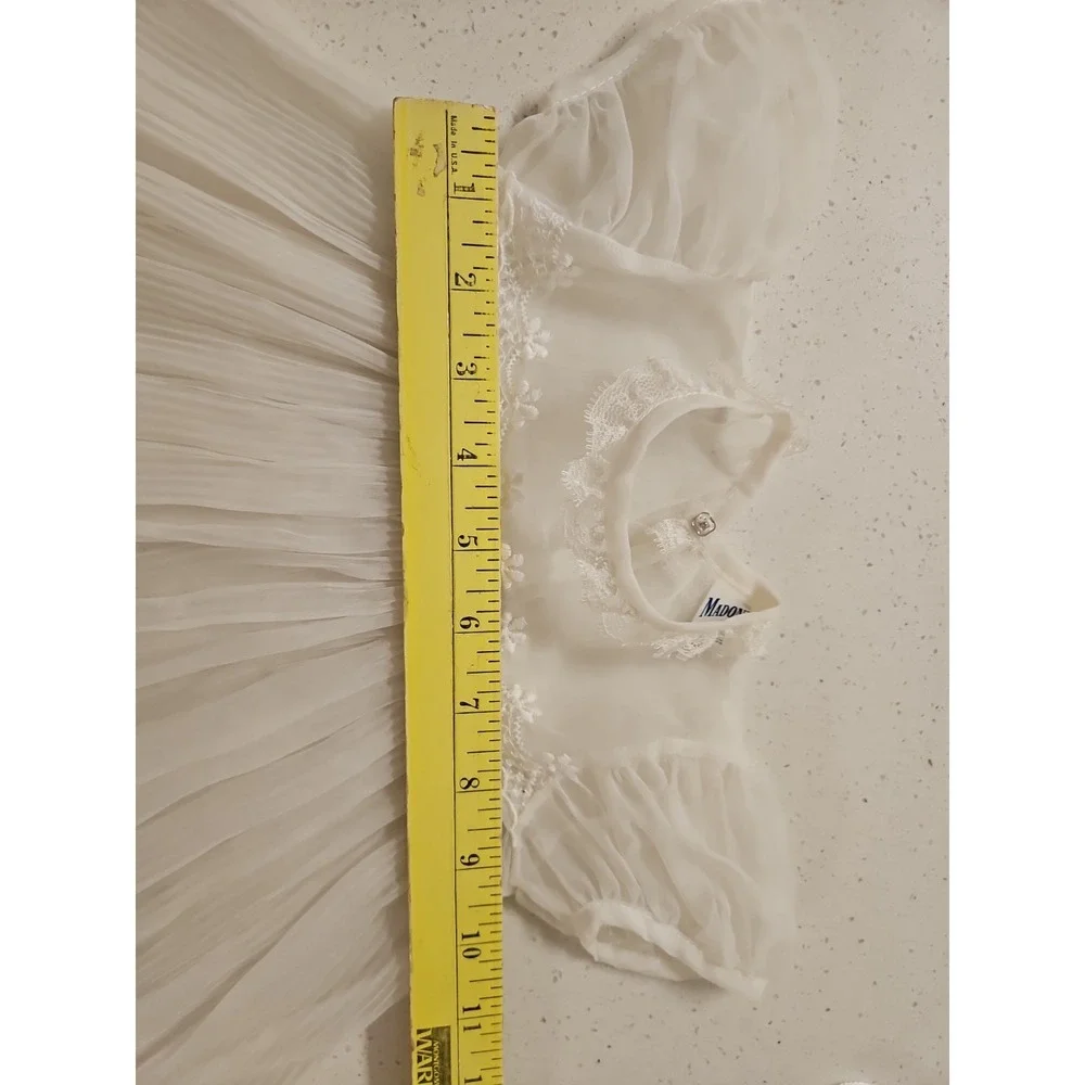 Madonna Original Vintage Baby Christening Dress‎ Pleated White Lace 3 Pc Set